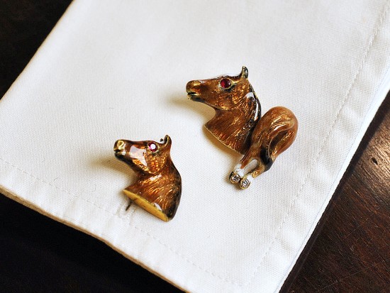 Horse cufflinks Gold and...