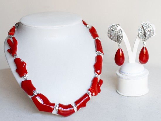 Coral Diamond and White...