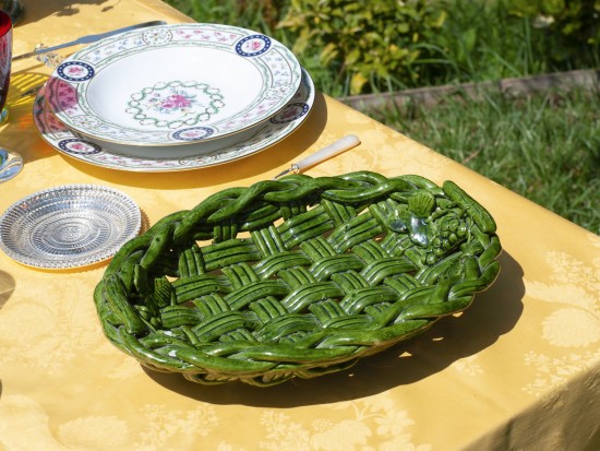 Basket:  Green Ceramic Basket