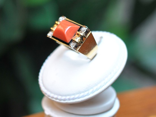 Coral and Diamond Ring 1980/90