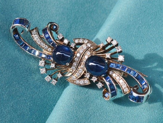 Spilla Doppia Zaffiri e...
