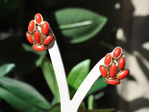 Coral and Gold Earrings 1970