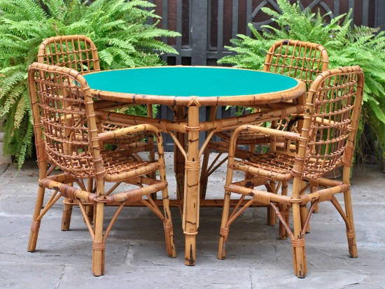 Tavolo e 4 Sedie Bamboo 1950
