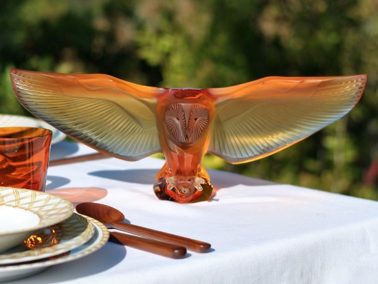 Gufo Lalique Barn Owl Ambra